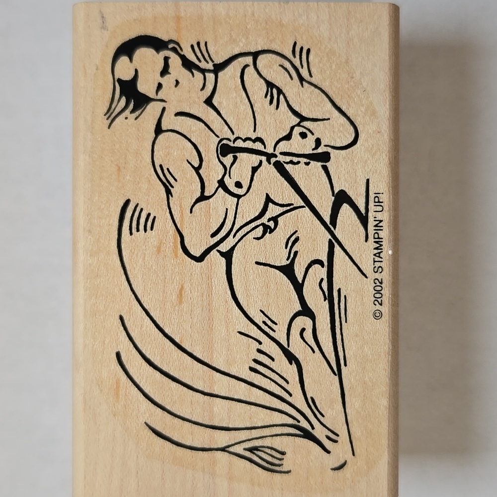 Stampin' Up! 2002 - Skier Design - Wood Mounted Rubber Craft Stamp - Great Cond.